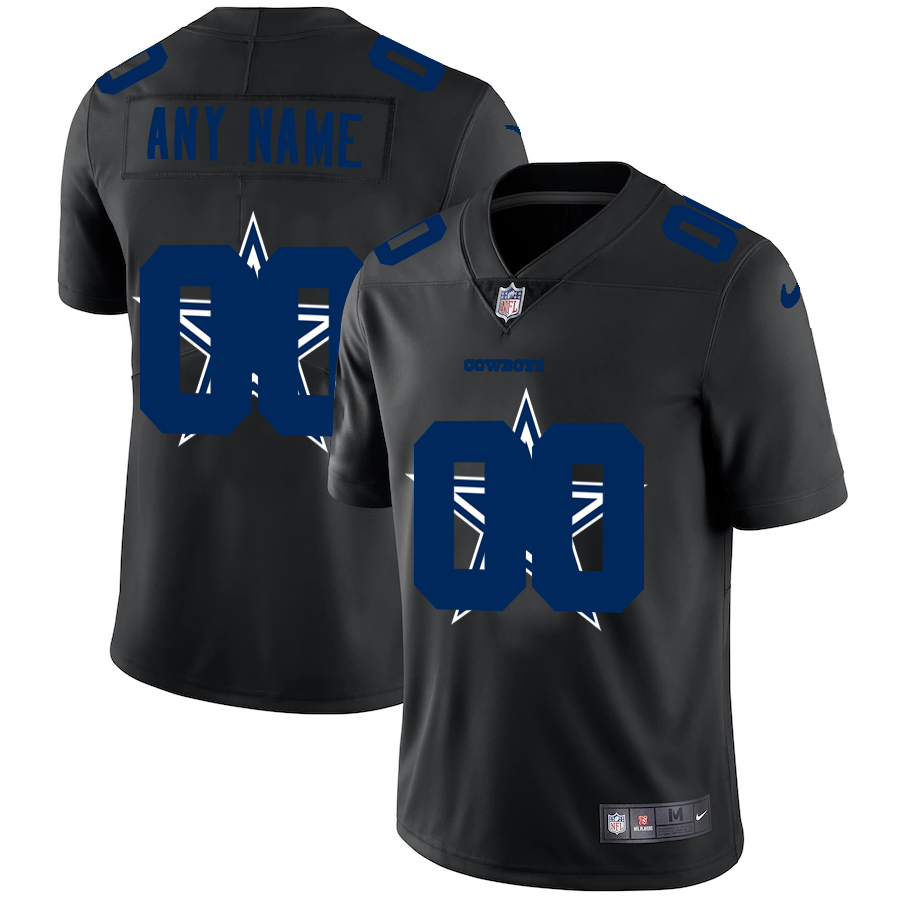 Wholesale Dallas Cowboys Custom Men Nike Team Logo Dual Overlap Limited NFL Jersey Black